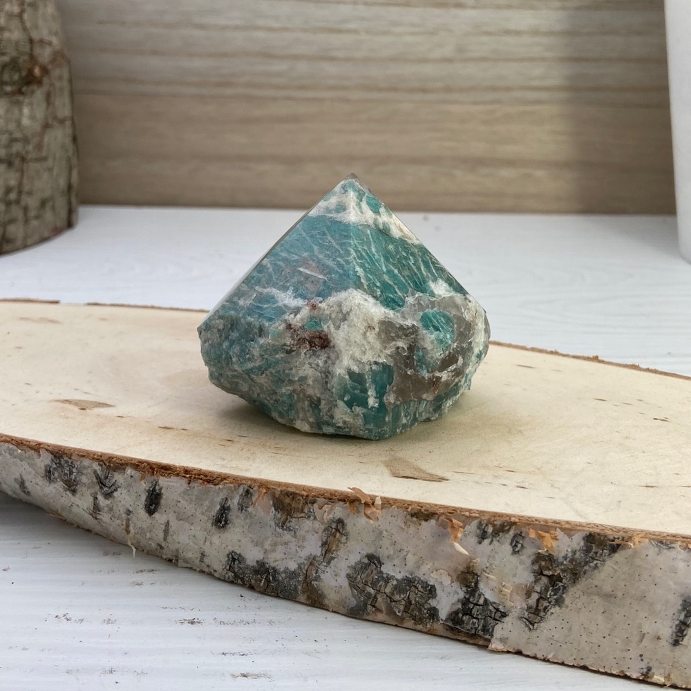 Amazonite Generator Point, Rough and Polished - Picture 9 of 10